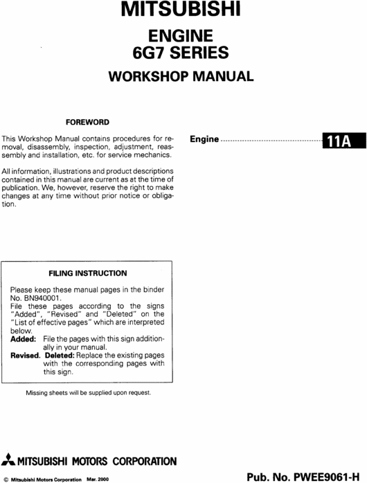 Product picture MITSUBISHI 6G7 6G71 6G72 6G73 ENGINE WORKSHOP MANUAL